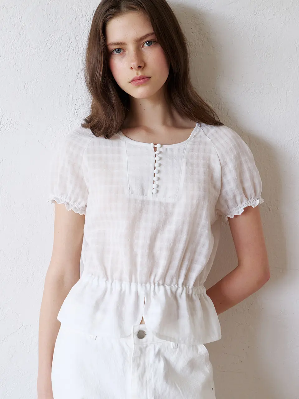 round raglan blouse (white) orc 6053