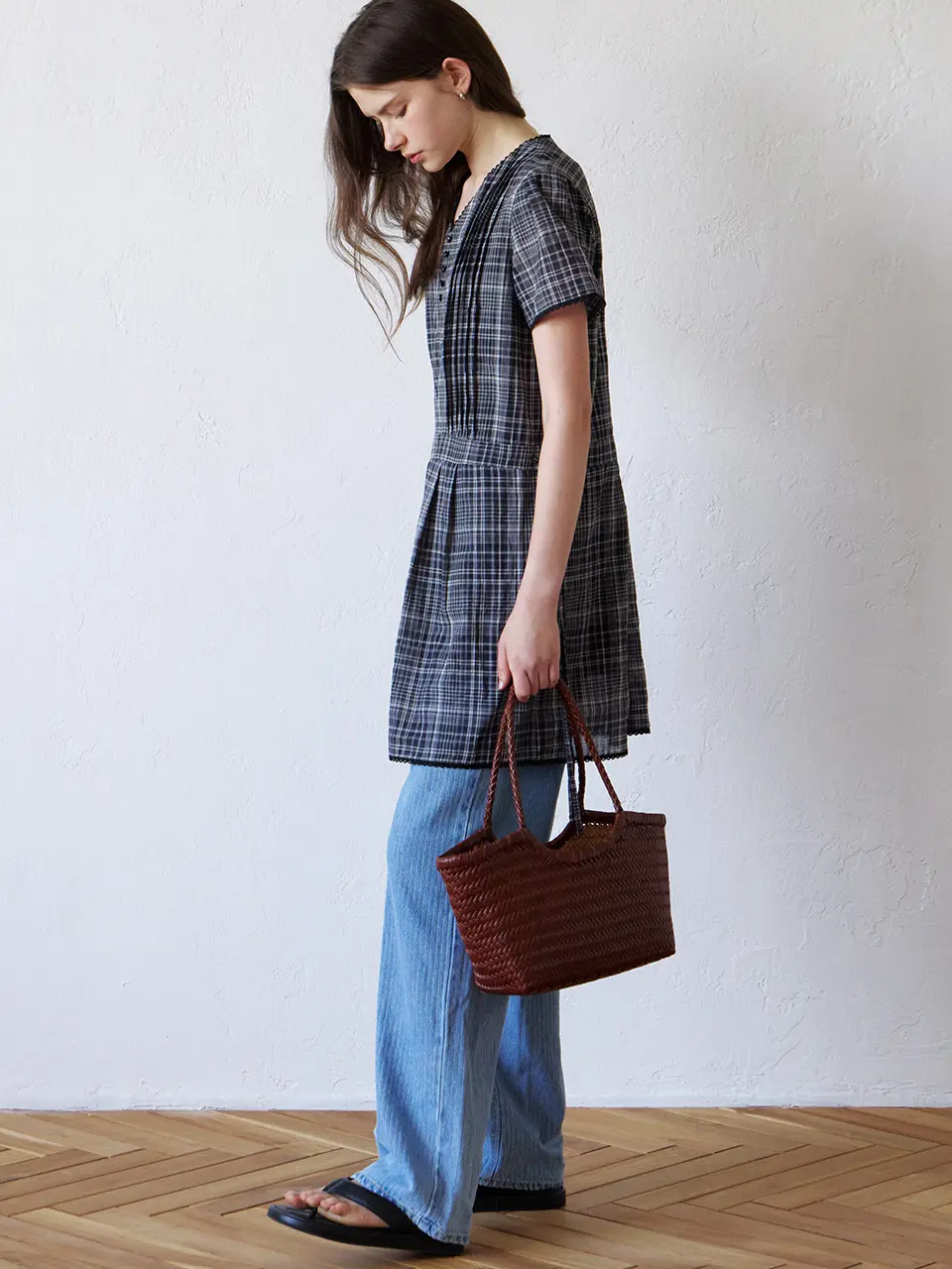 check pintuck dress (black) orc 6054