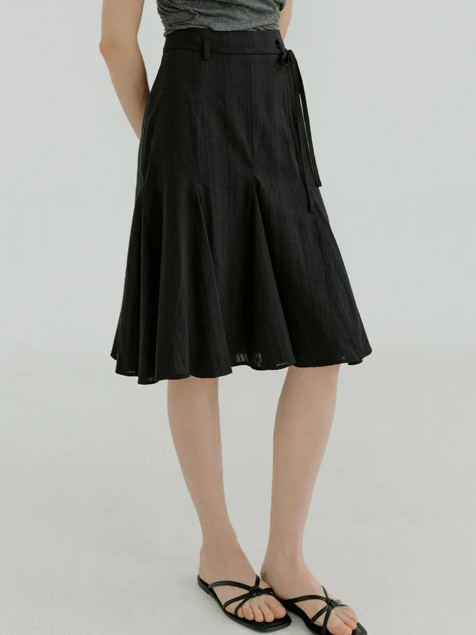 cotton lace midi skirt (black) orc 6064