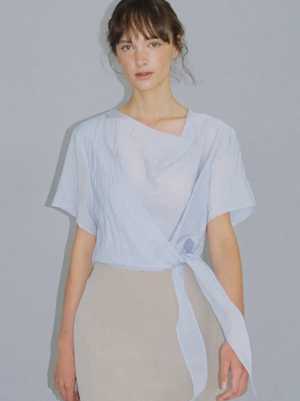 draped wrap blouse (sora) orc 6077
