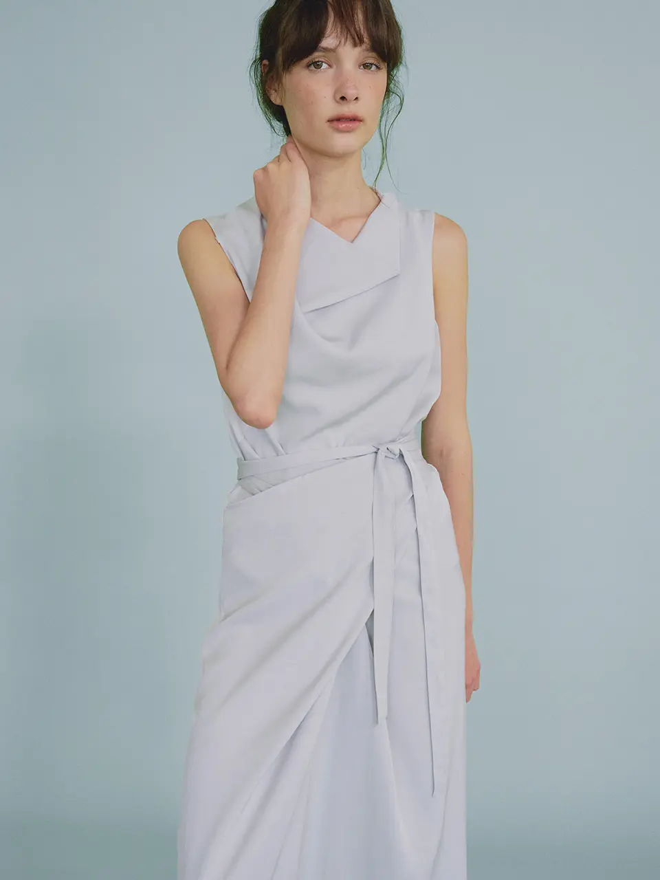 draped halter dress (pale blue) orc 6083