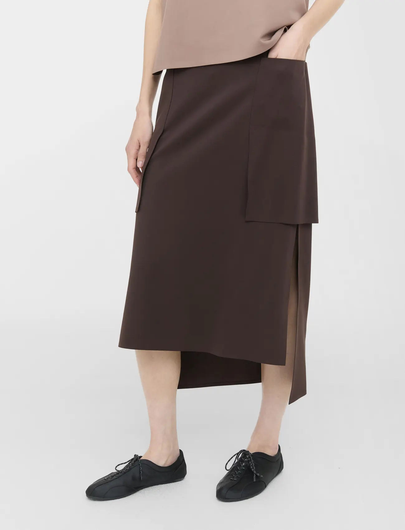 Unbalanced Module Skirt (Brown)