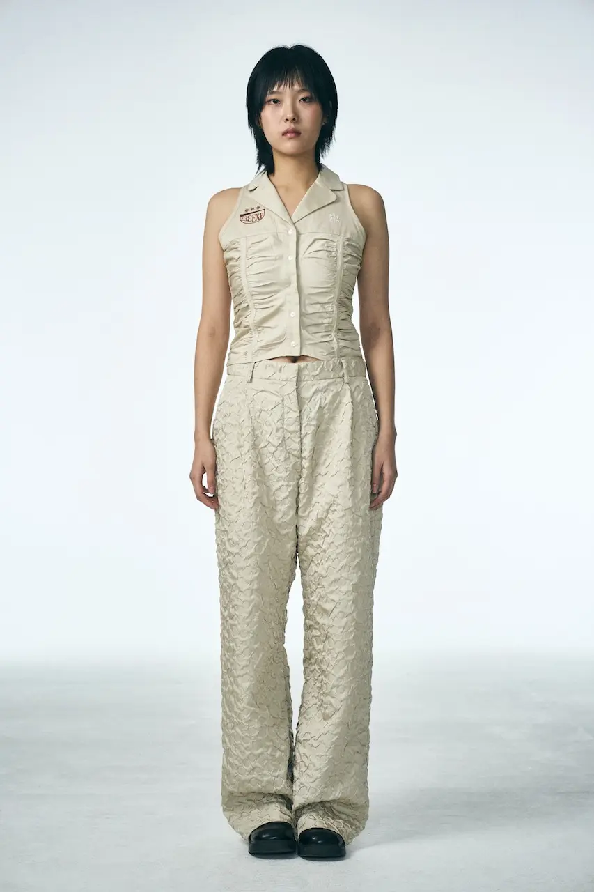 Shirring Raindrop Pants (Beige)