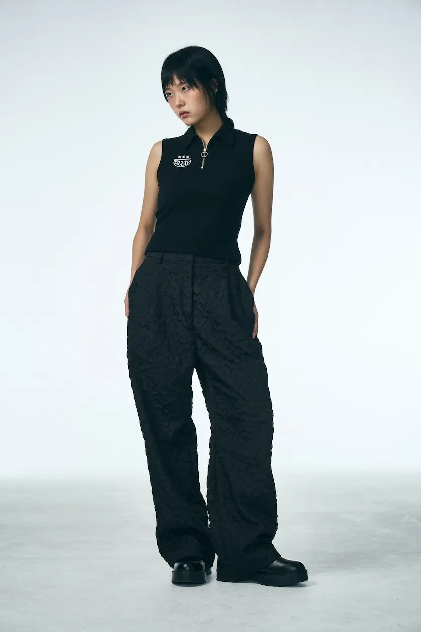 Shirring Raindrop Pants (Black)