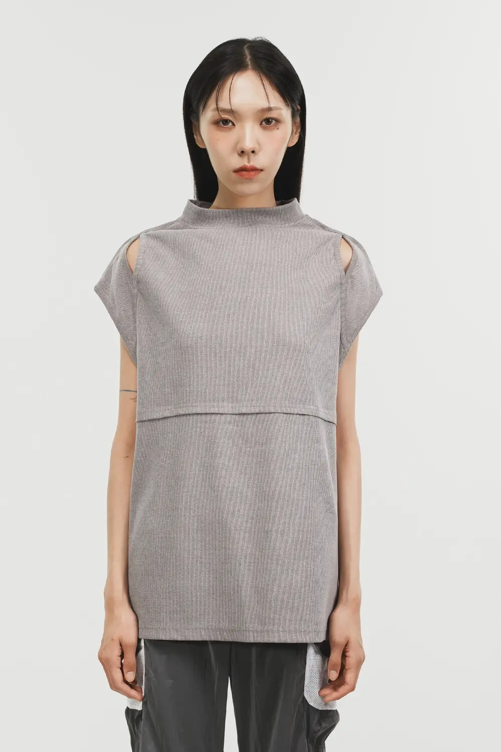 Mock Neck Slit Top