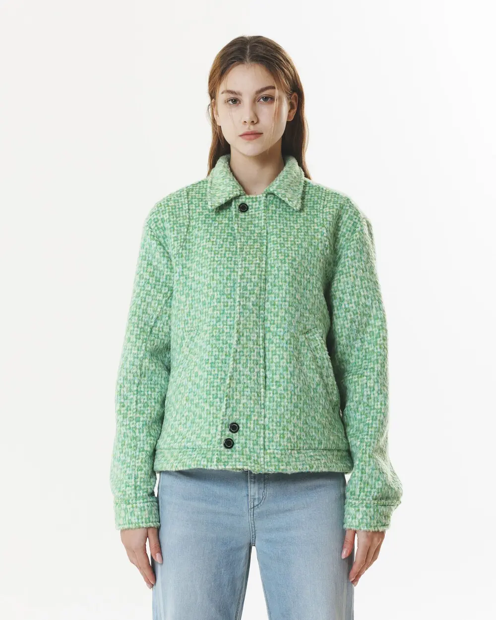 Check Wool & Alpaca Jacket Green