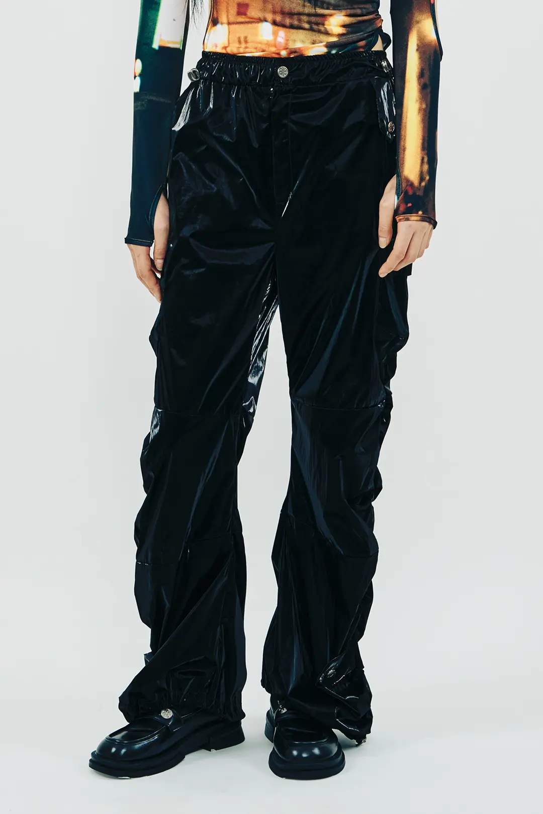 Side Shirring Panel Pants (Black)