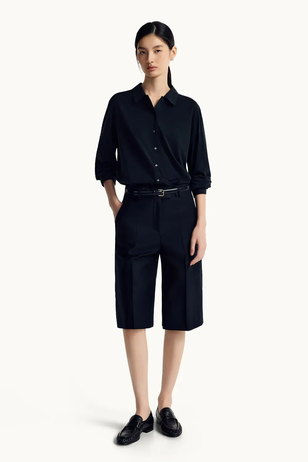 Women's Cupro Fluid Blouse (Black)