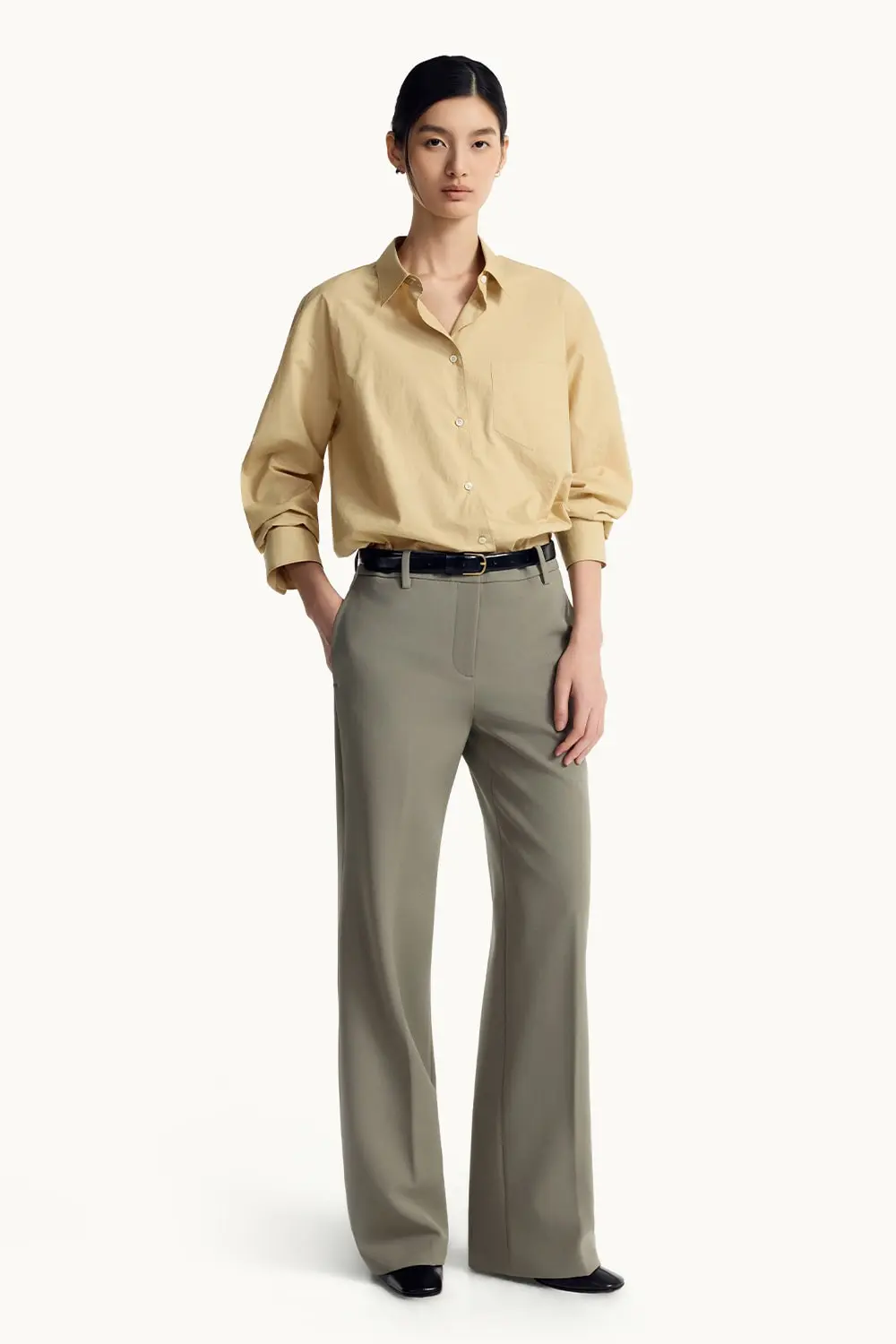Women's Straight Pants (Grey Khaki)