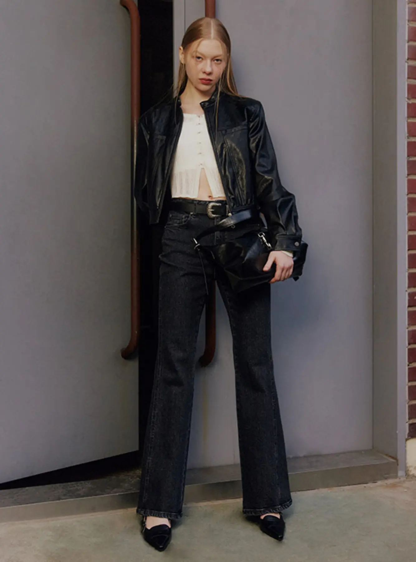 Boots Cut Denim Pants in Black