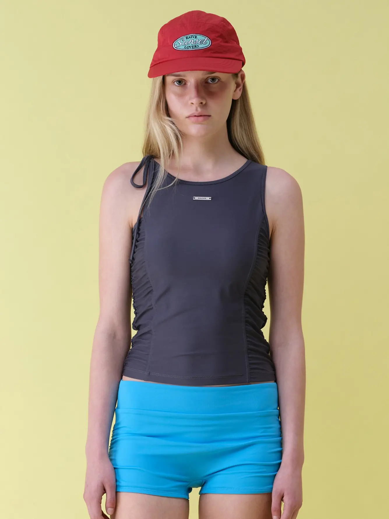 One-shoulder Shirring Swimwear Top