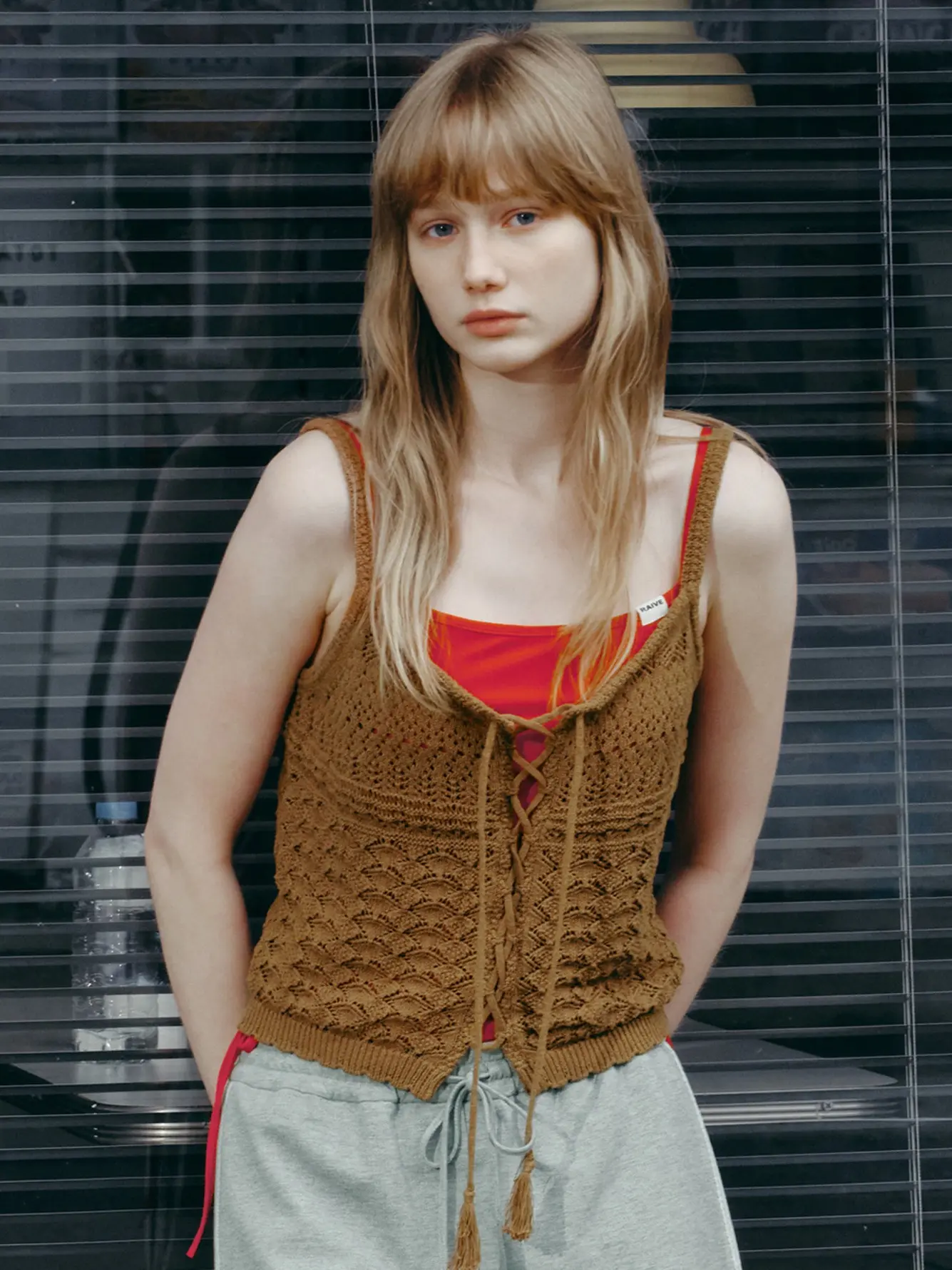 Lace-up Crochet Knit