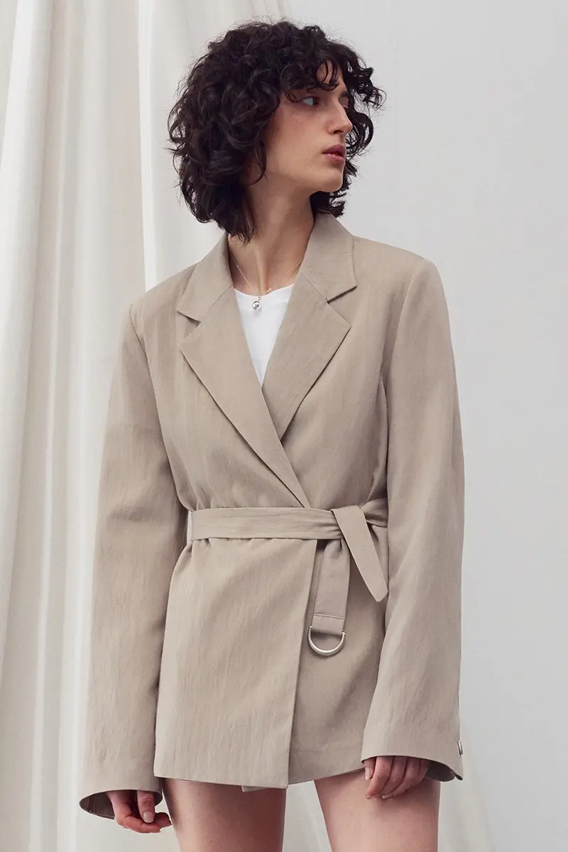D-Ring Belted Jacket Beige