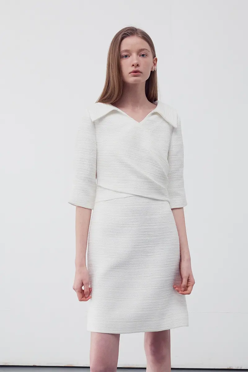 Wrap Front Tweed Dress