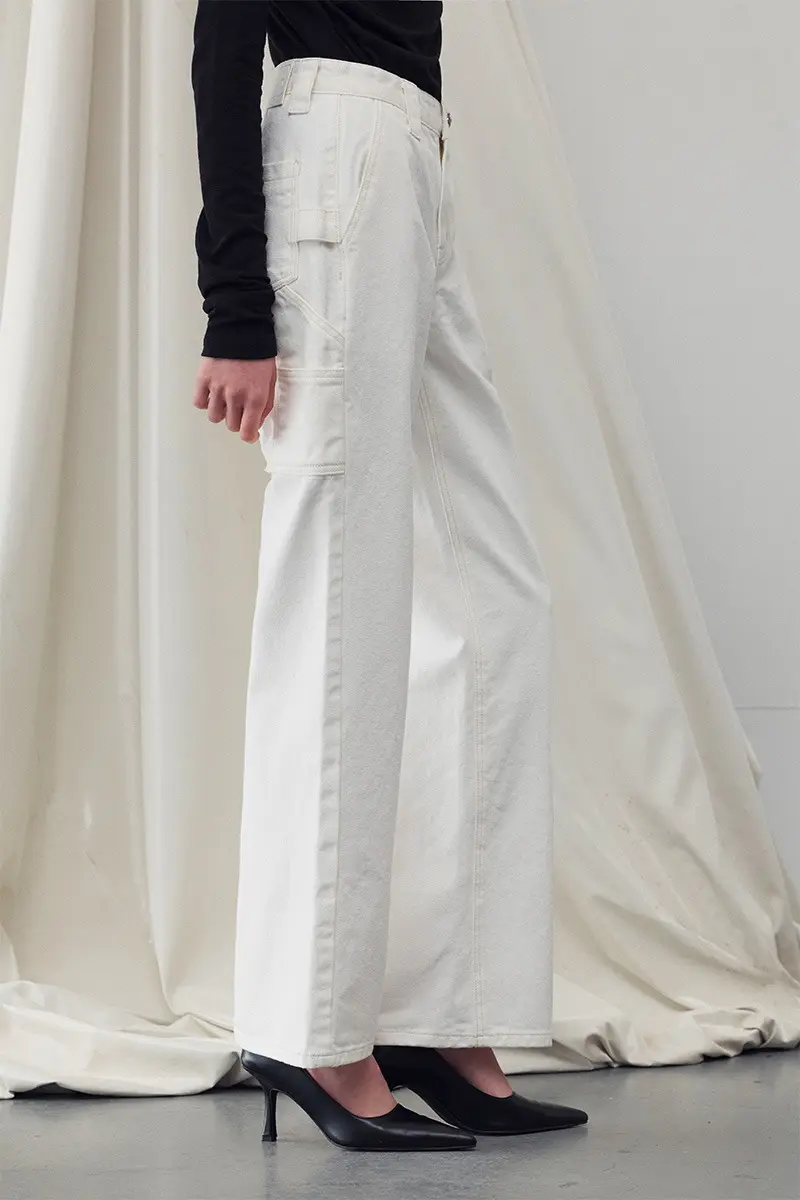 Denim Cargo Pants White