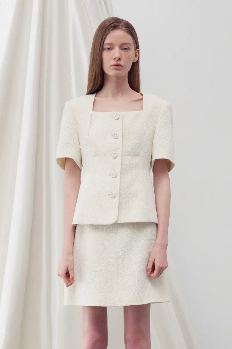 A-Line Tweed Skirt Ivory