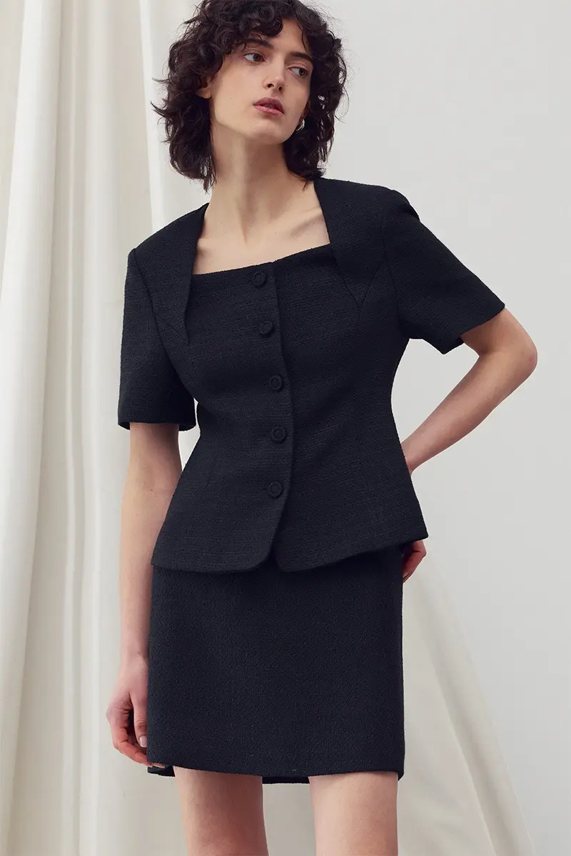 A-Line Tweed Skirt Black