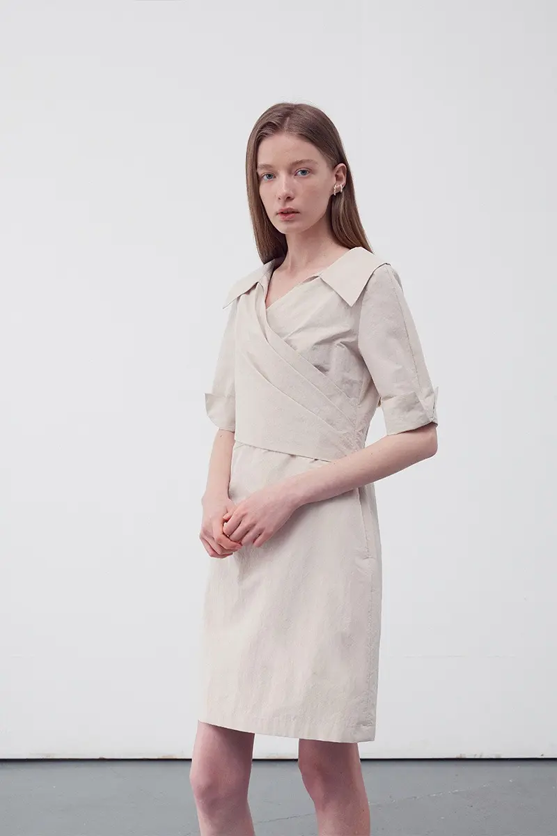 Draped Wrap Shirt Dress