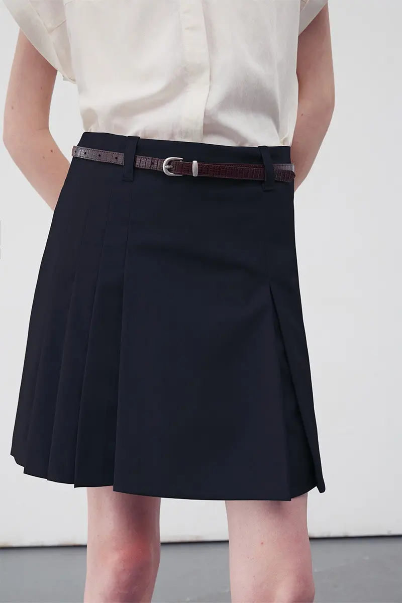 Pleated Mini Skirts Black