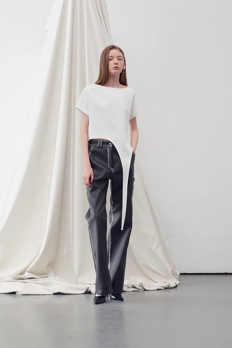 Asymmetric Hem Boat Neck Top