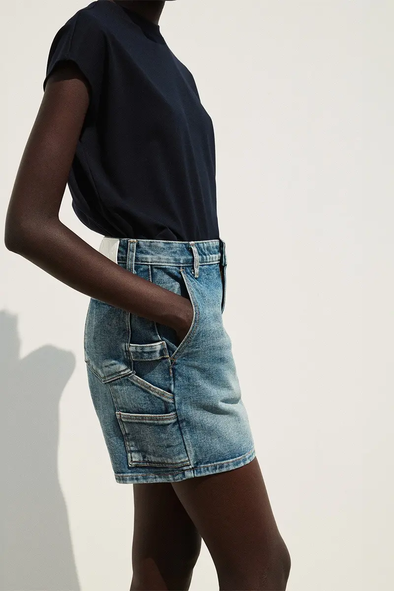 Carpenter Denim Shorts Mid Blue
