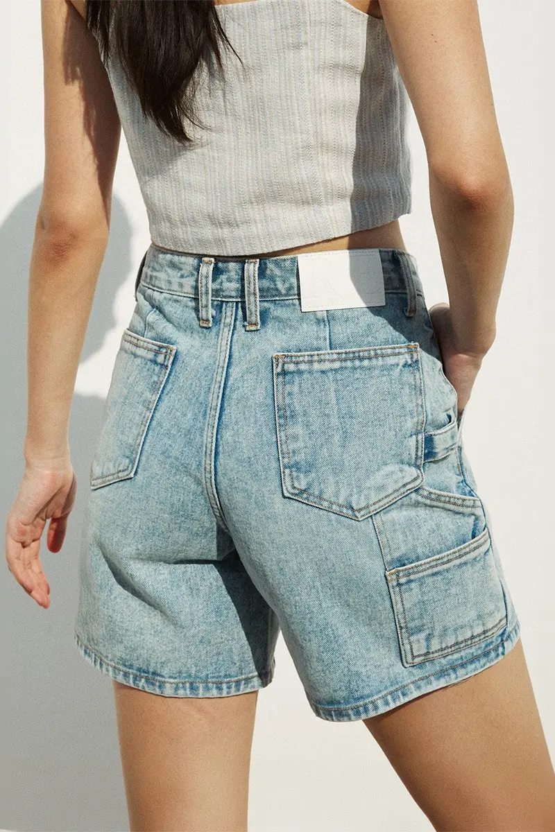 Carpenter Denim Shorts Washed Blue