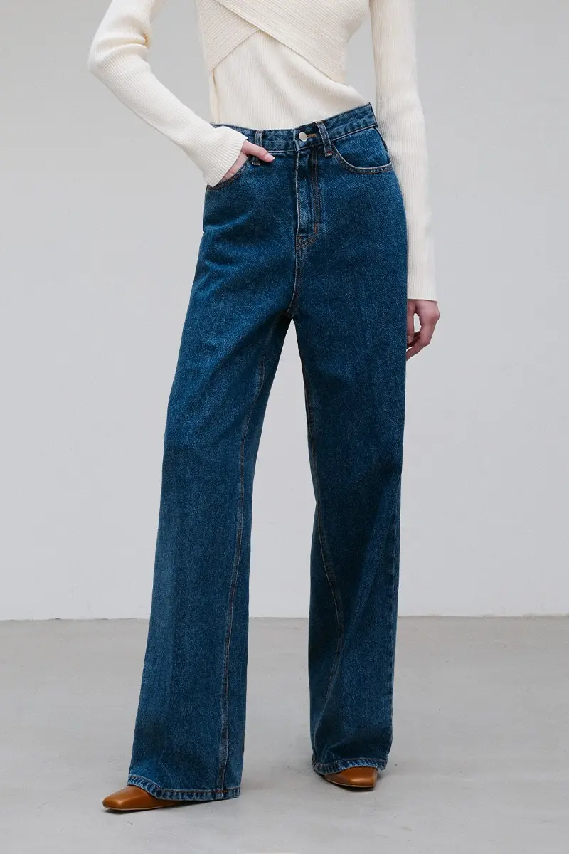 Front Creased Denim Pants