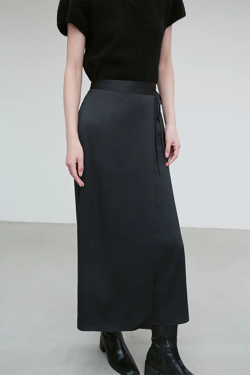 Silky Wrap Midi Skirt