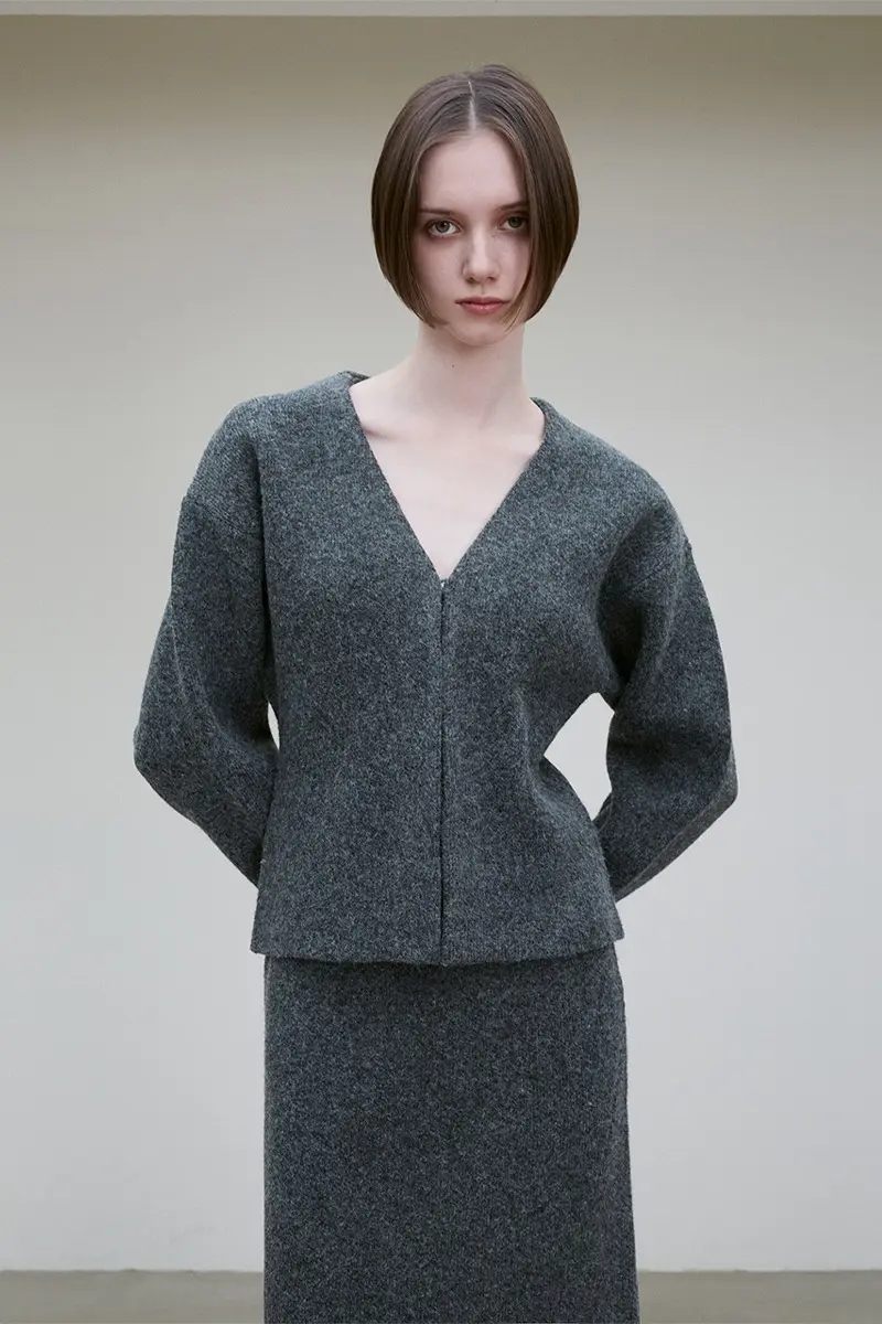 Knit Cotton Hook Eye Cardigan