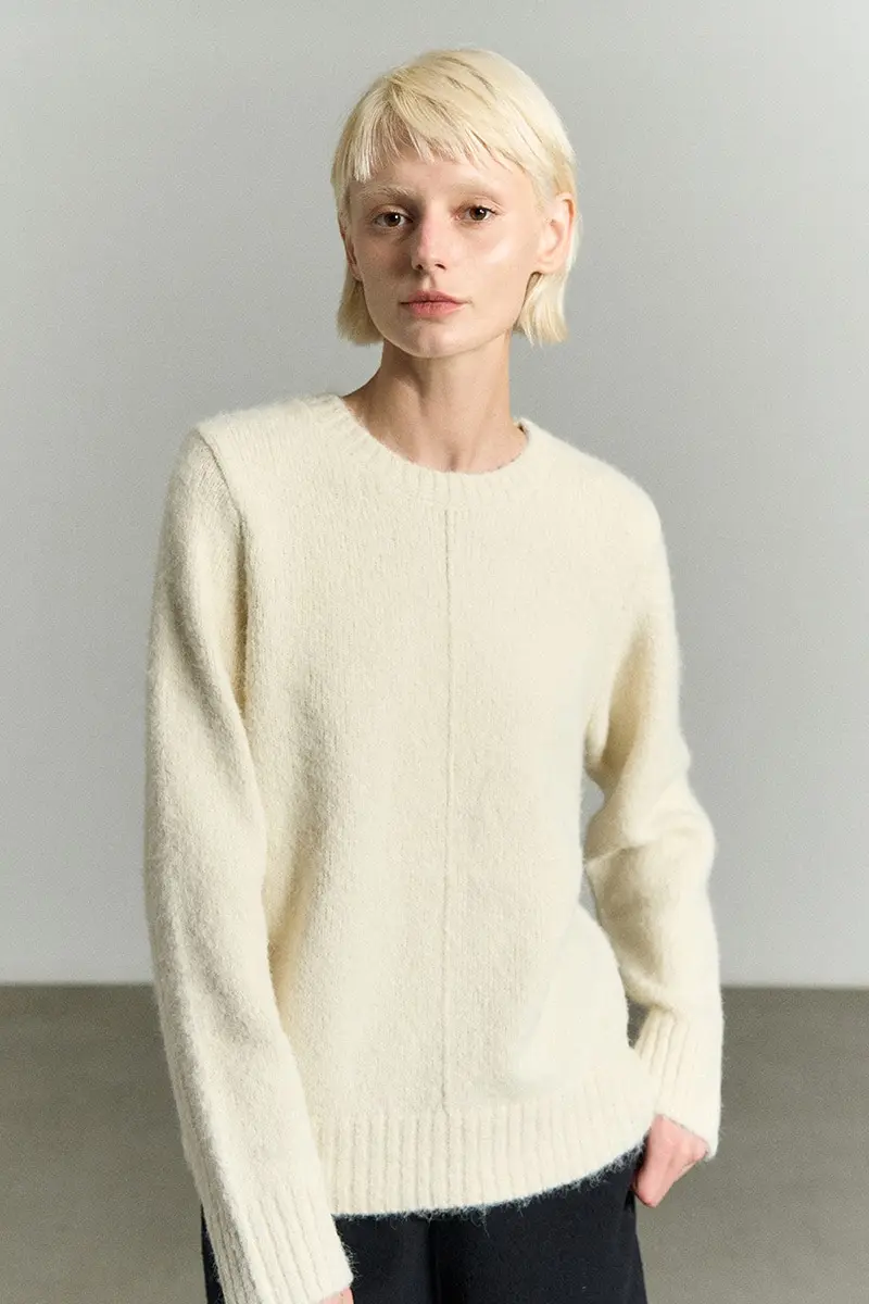 Wool Blend Knit Top Ivory