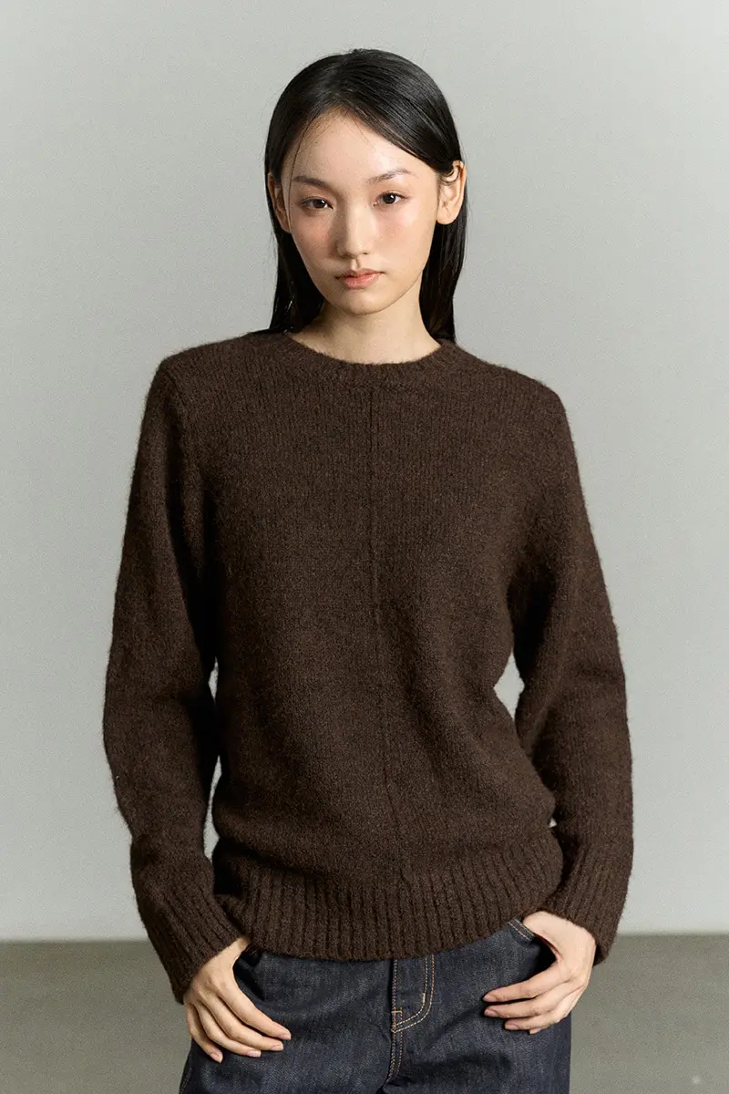 Wool Blend Knit Top Chocolate
