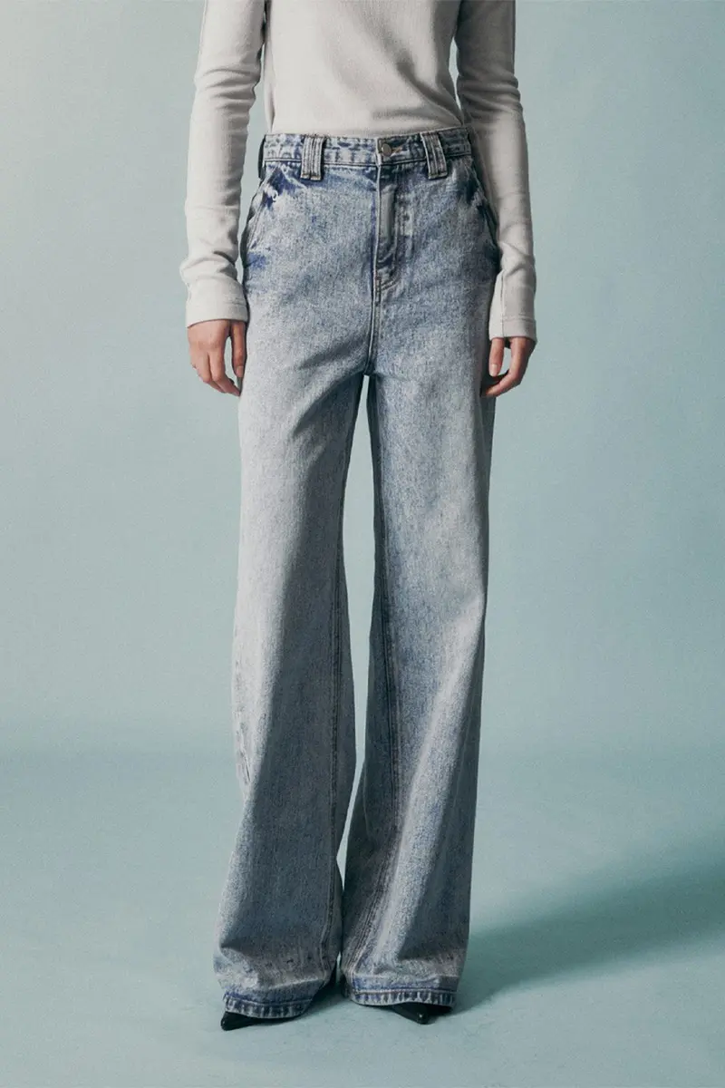 Washed-Hem Denim Jean
