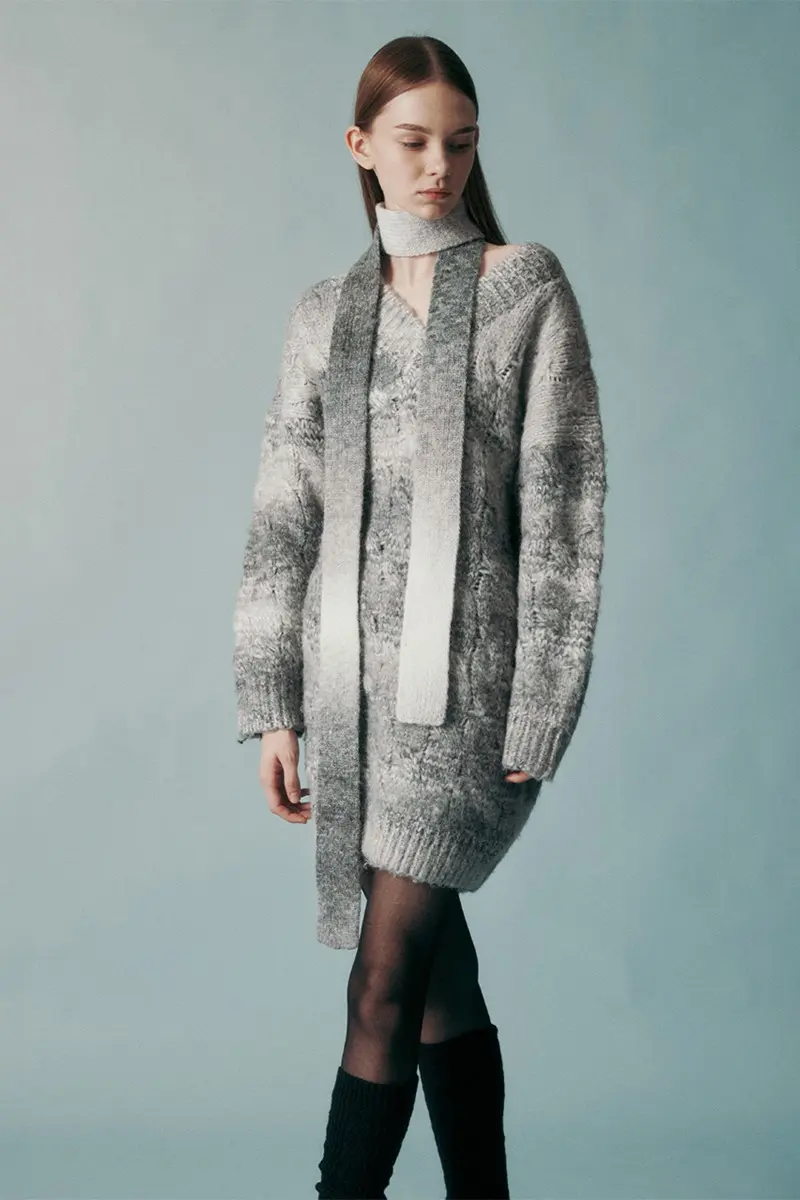 Wool Blend Scarf Knit Dress