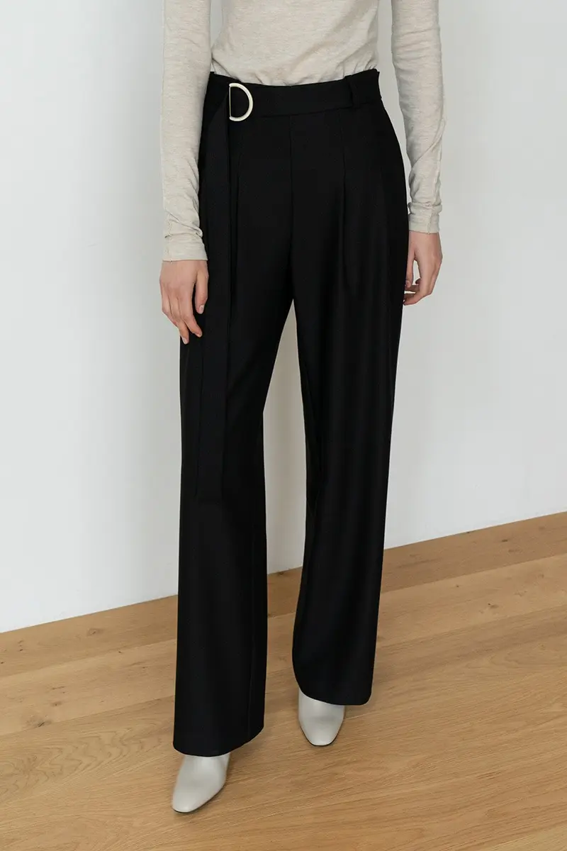 Straight Wide Leg Slacks Trousers Bk