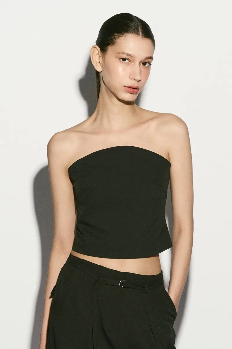 Strapless Cropped Tube Top Black