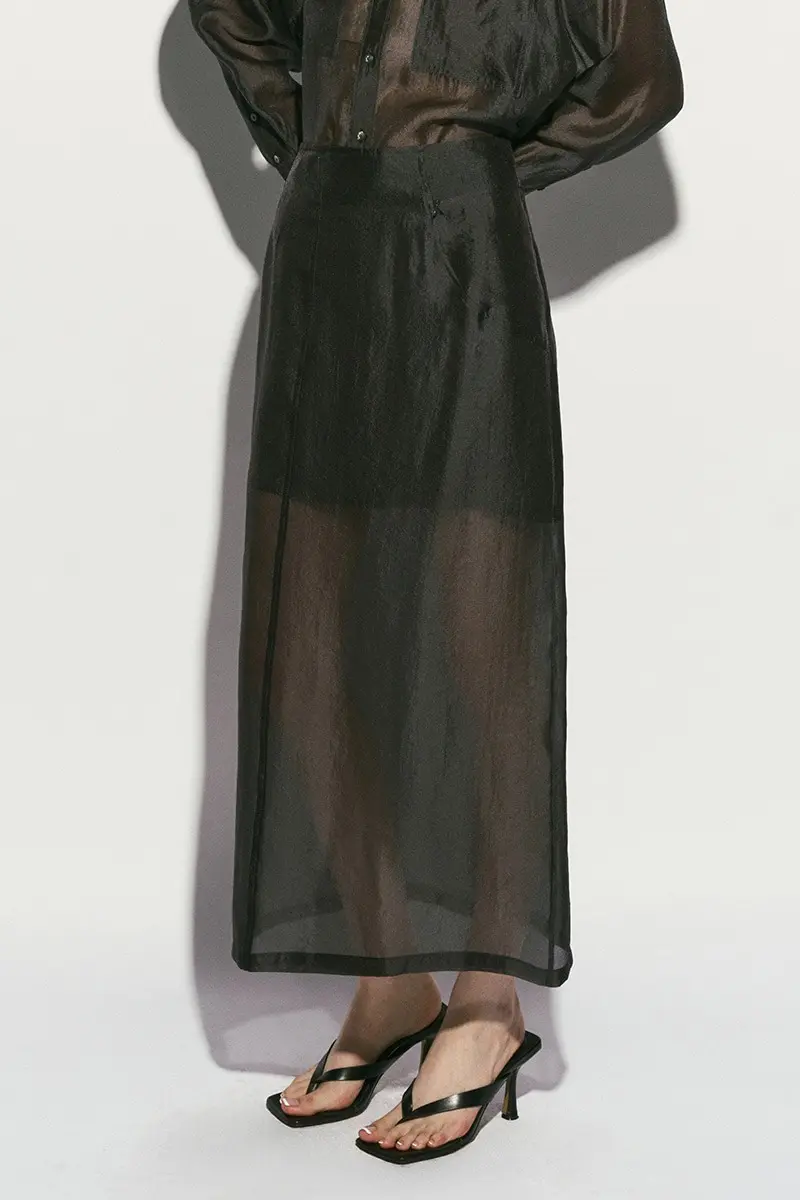 Sheer Cupro Maxi Skirt Midnight Navy