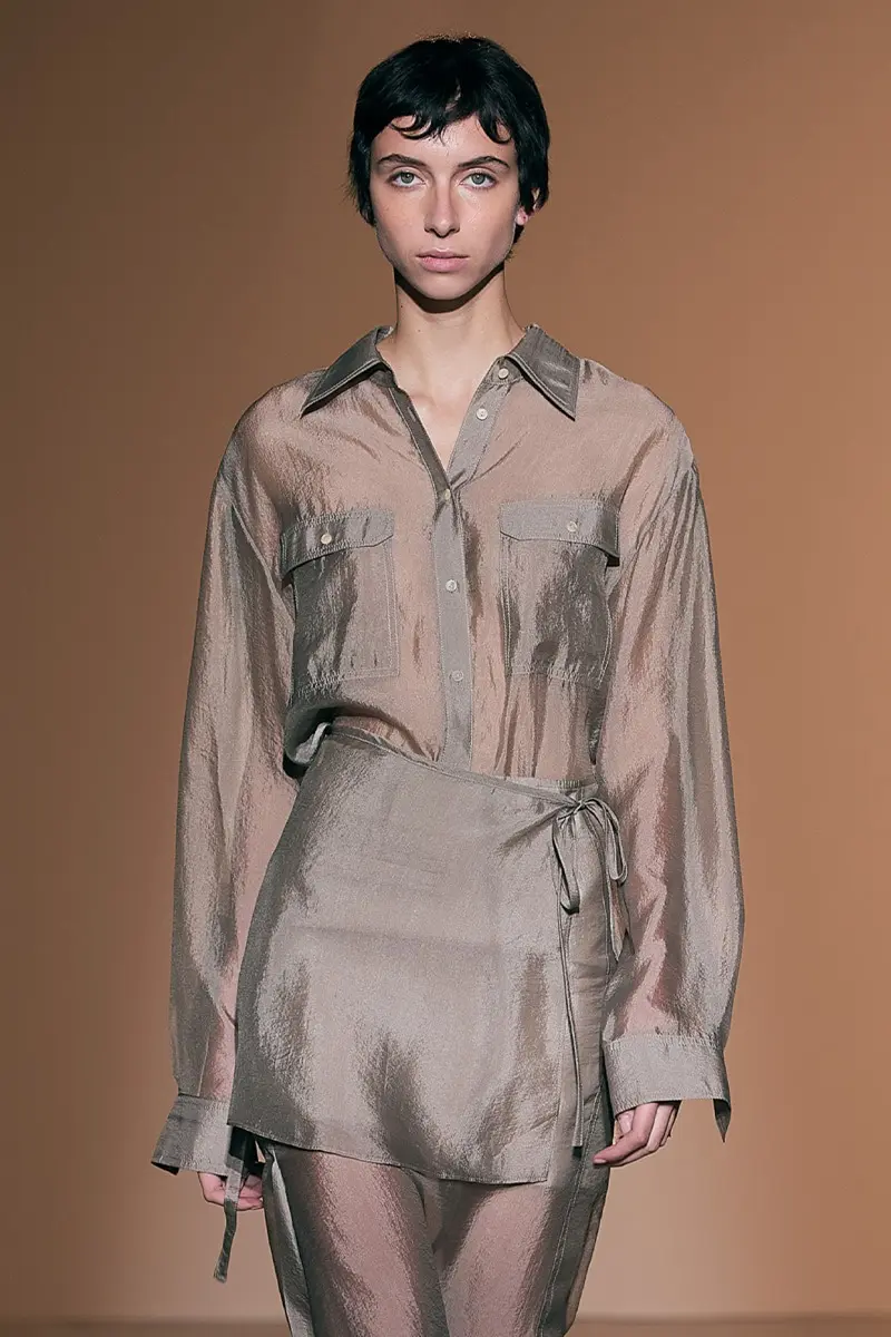 Sheer Cupro Shirts Beige
