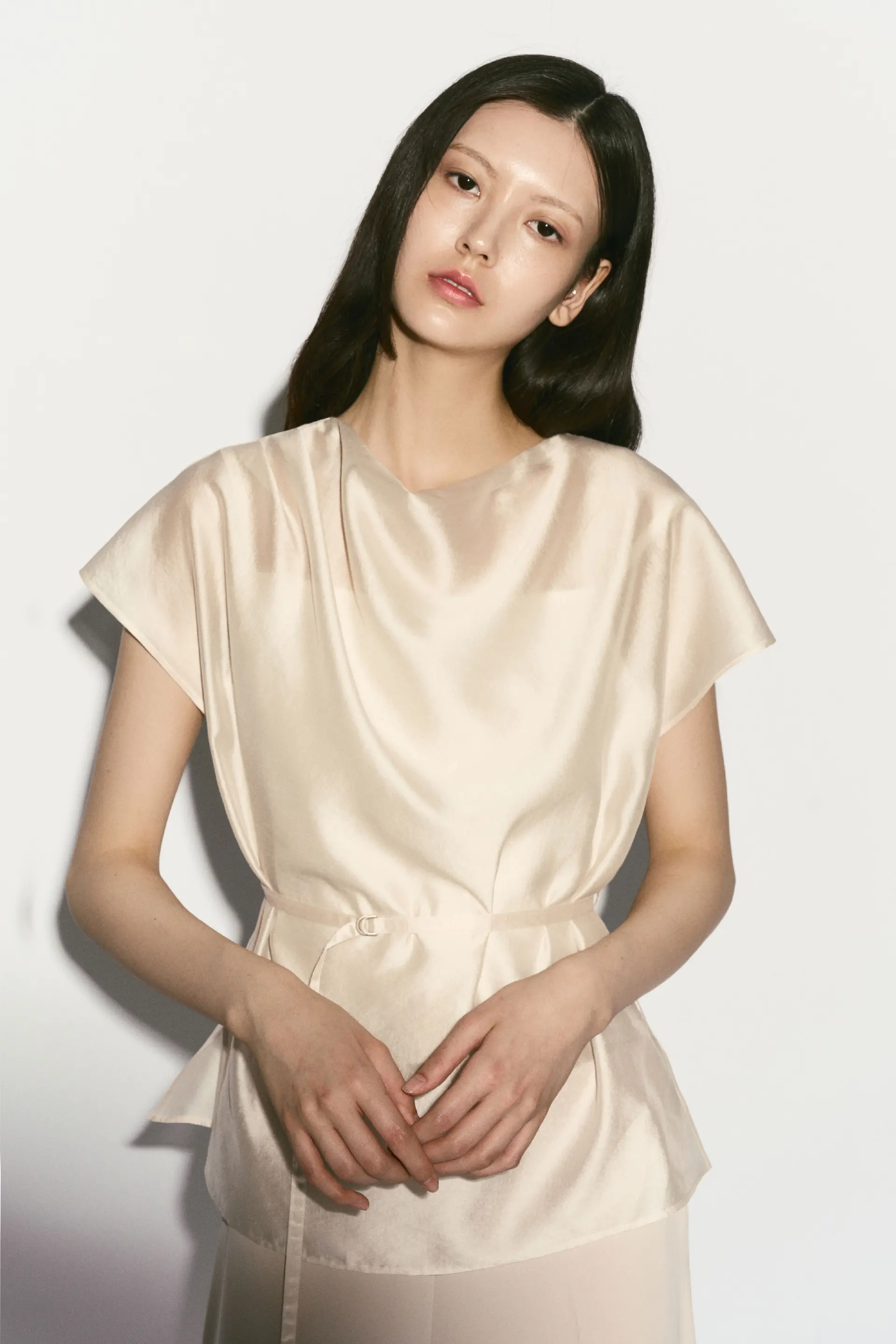 Sheer Belted Blouse Pearl