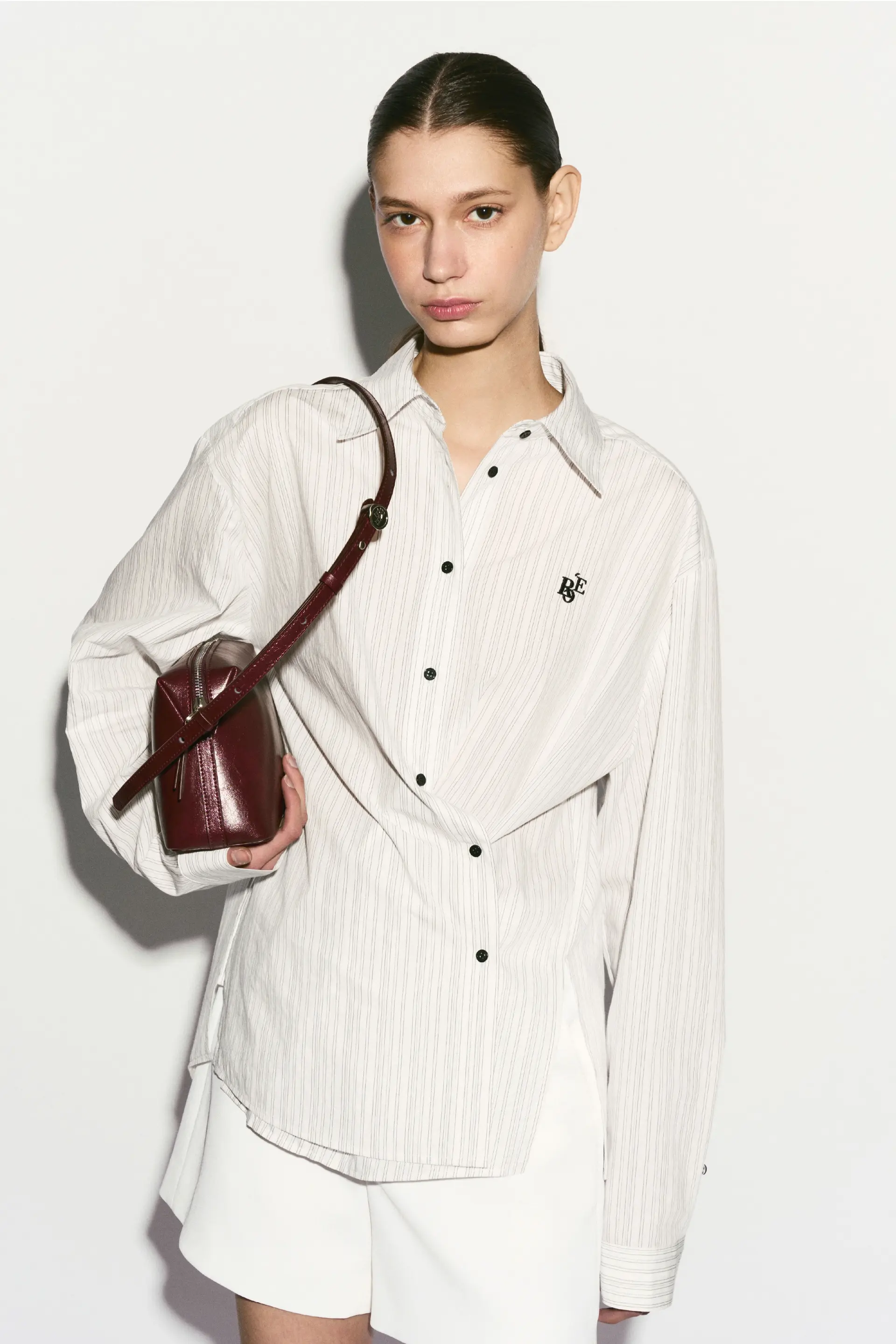 Side Button Striped Shirt