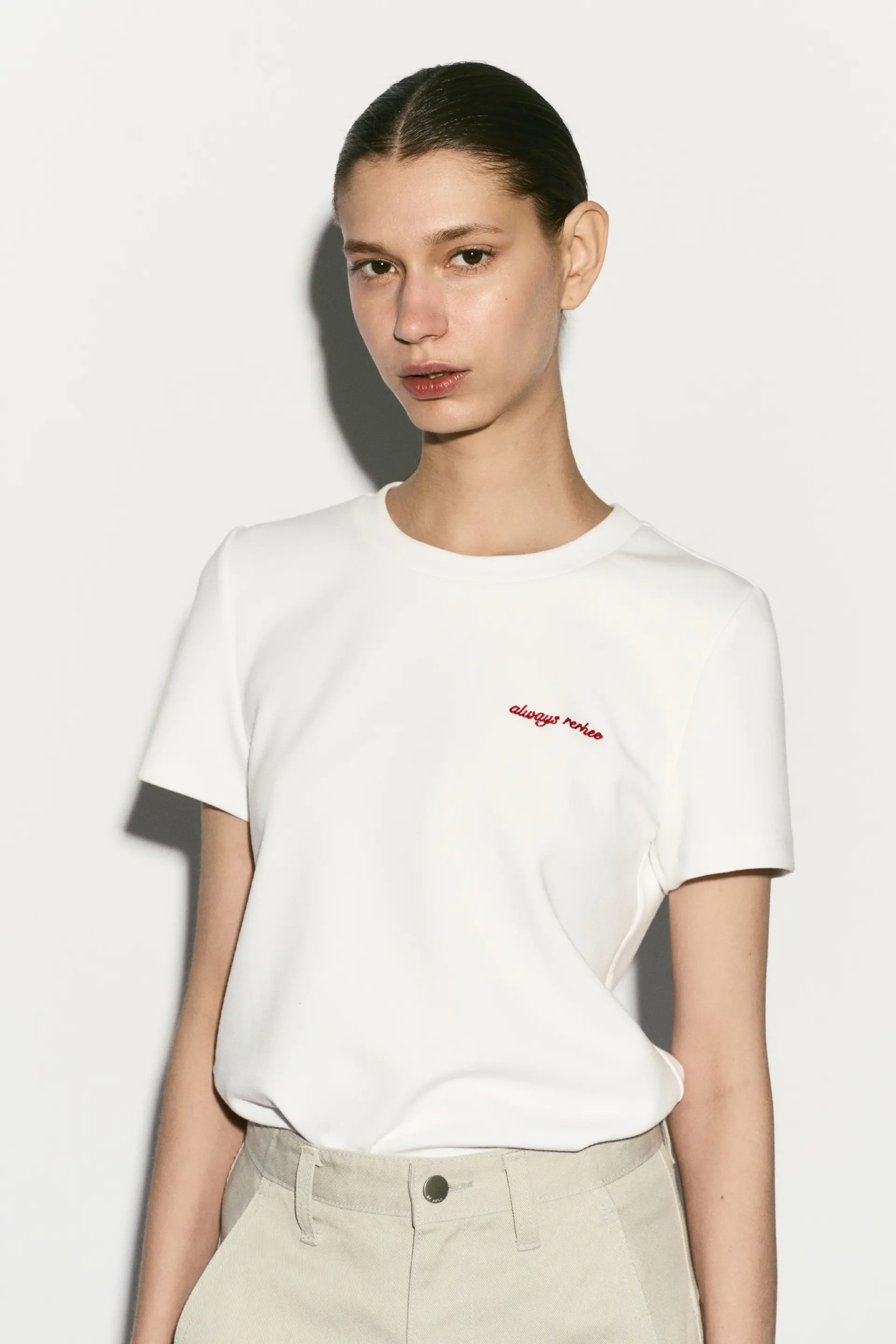 Logo Embroidered T-Shirt White