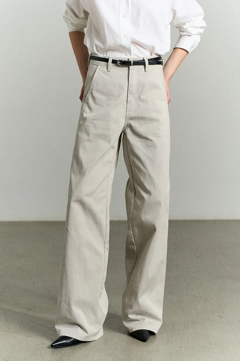 Asymmetric Seam Detail Pants Ash Gray