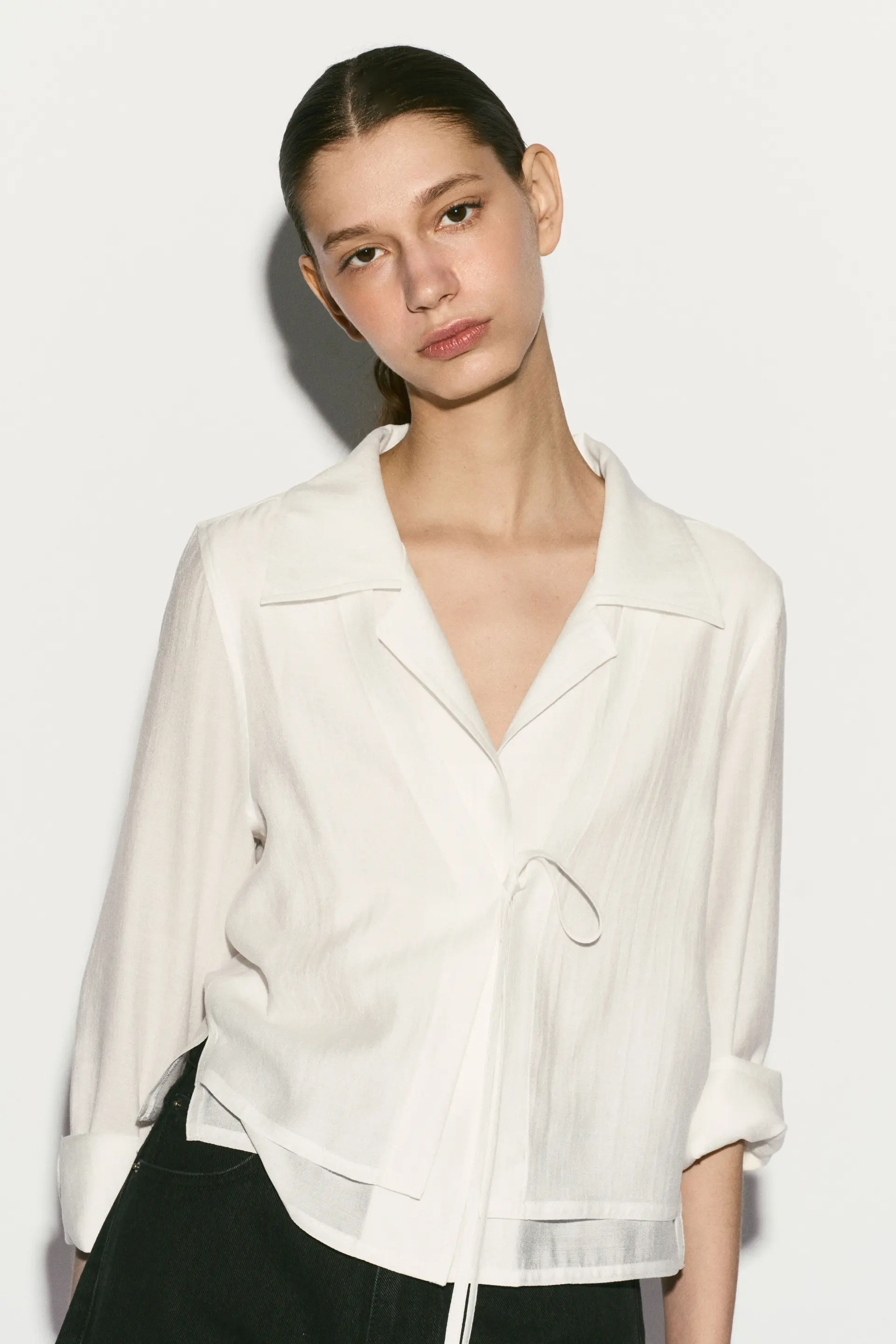 Tie Front Layered Shirt
