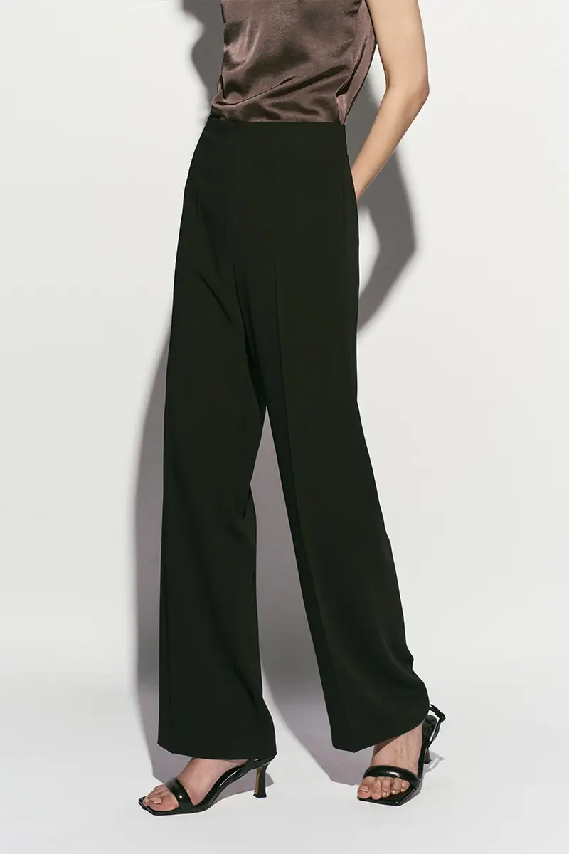 High-Rise Wide Pants Black