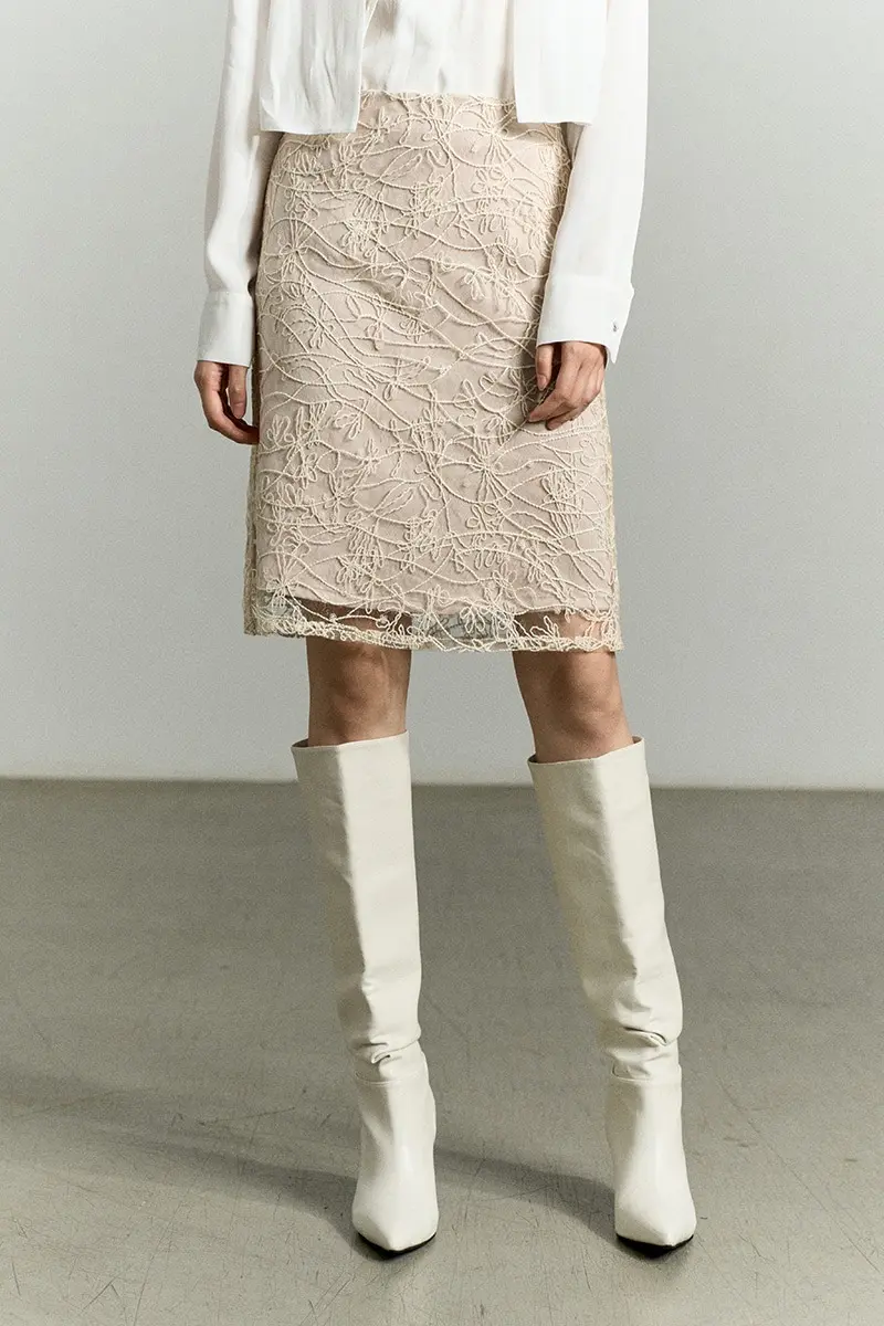 Lace Layered Midi Skirt