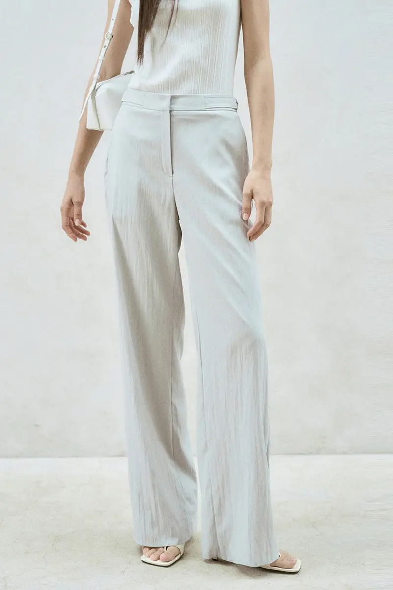Side Buckle Detail Wide Leg Trouser