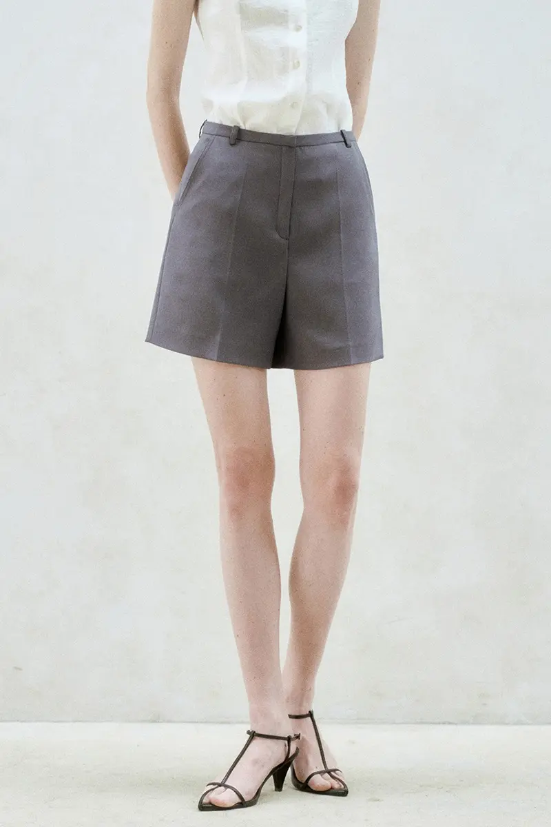 Creased Slacks Shorts Dark Gray