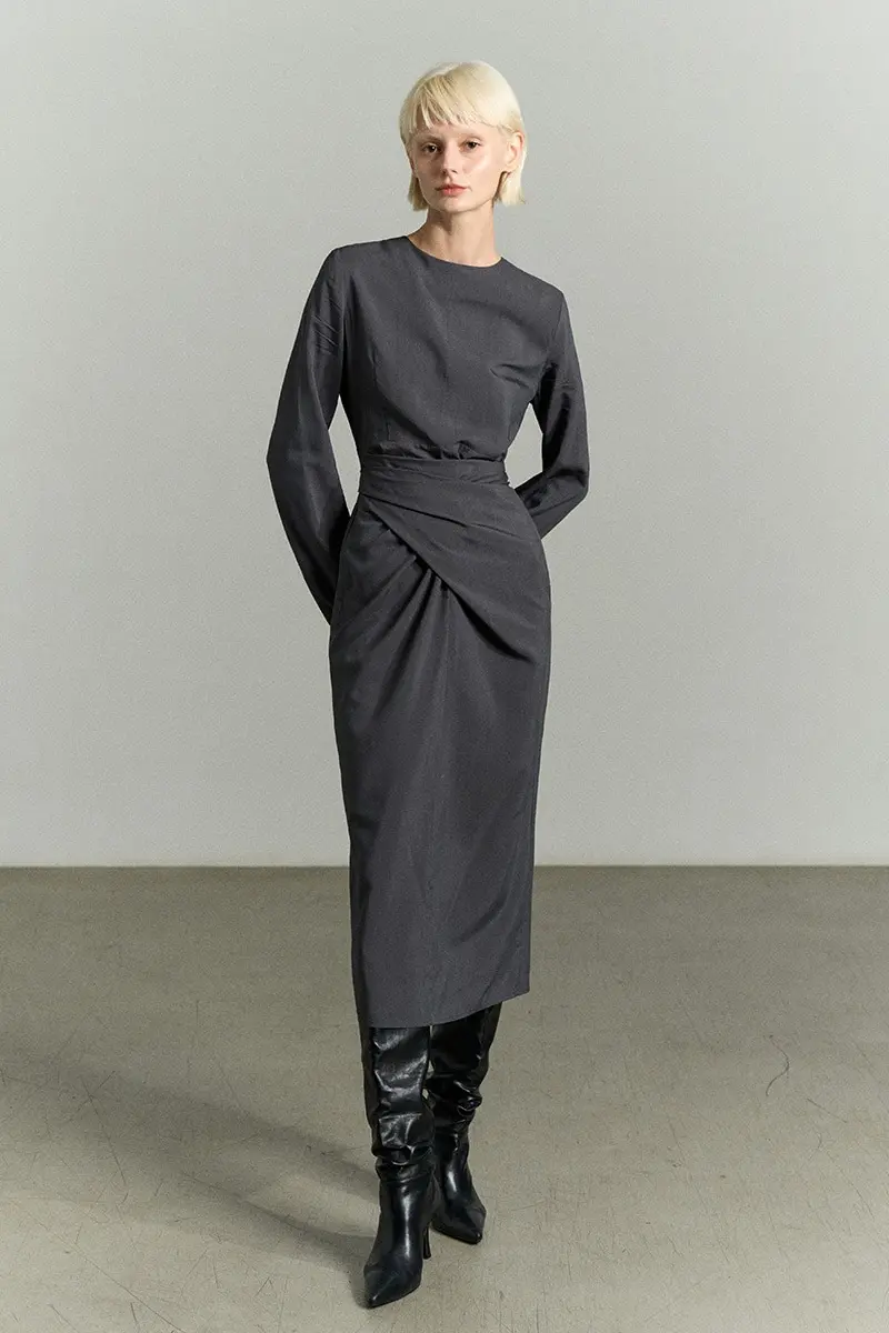 Wrap Waist Midi Dress