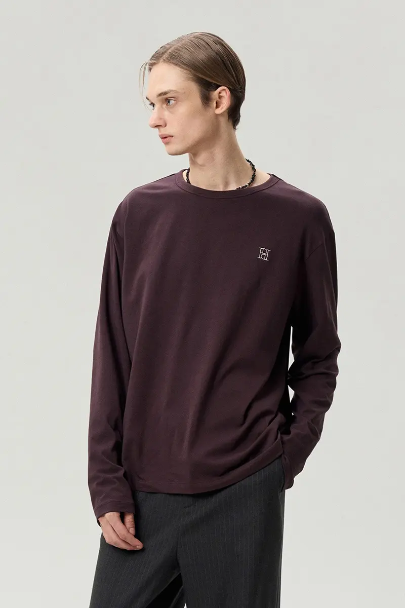 Logo Embroidered Jersey Top Wine