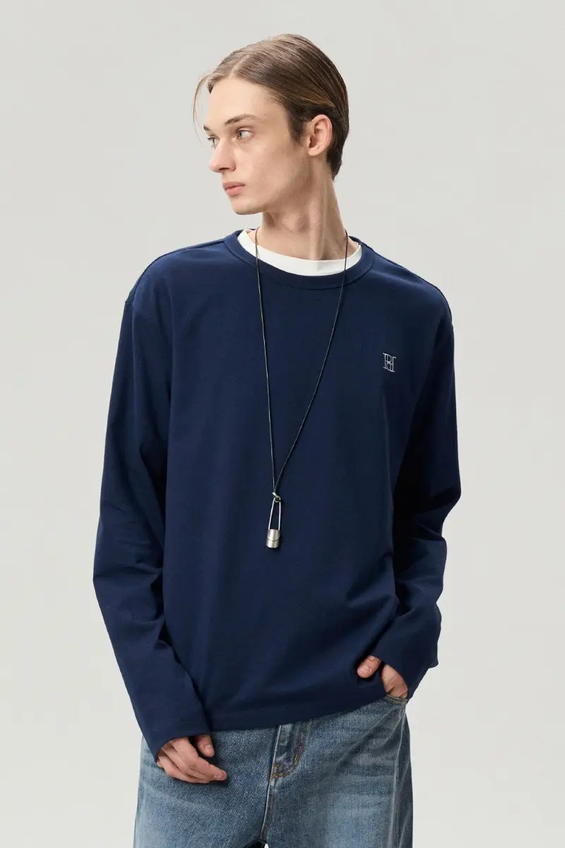 Logo Embroidered Jersey Top Midnight Navy