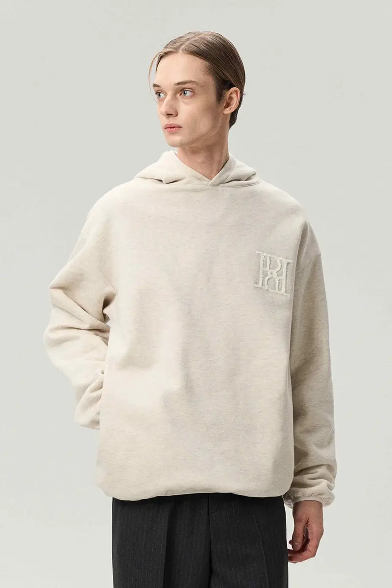 Logo Embroidered Hoodie Oatmeal
